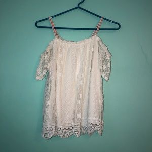 White lace off the shoulder top